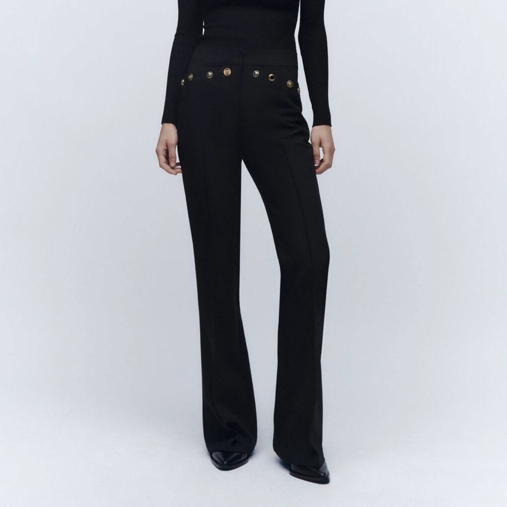 ZARA High-Waisted Button Flare Pants